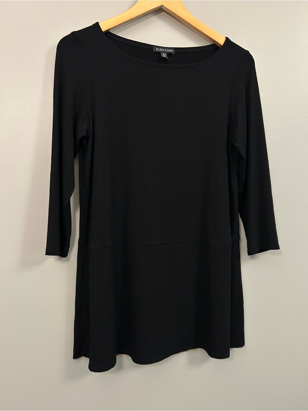 Eileen Fisher Black Long-Sleeve Boatneck Tunic Small - Picture 3 of 4